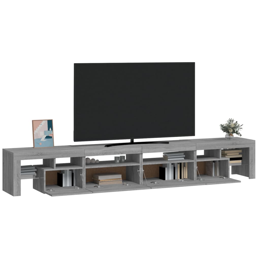 Meuble TV avec lumières LED Sonoma gris 280×36,5×40 cm | meublestv.fr 7