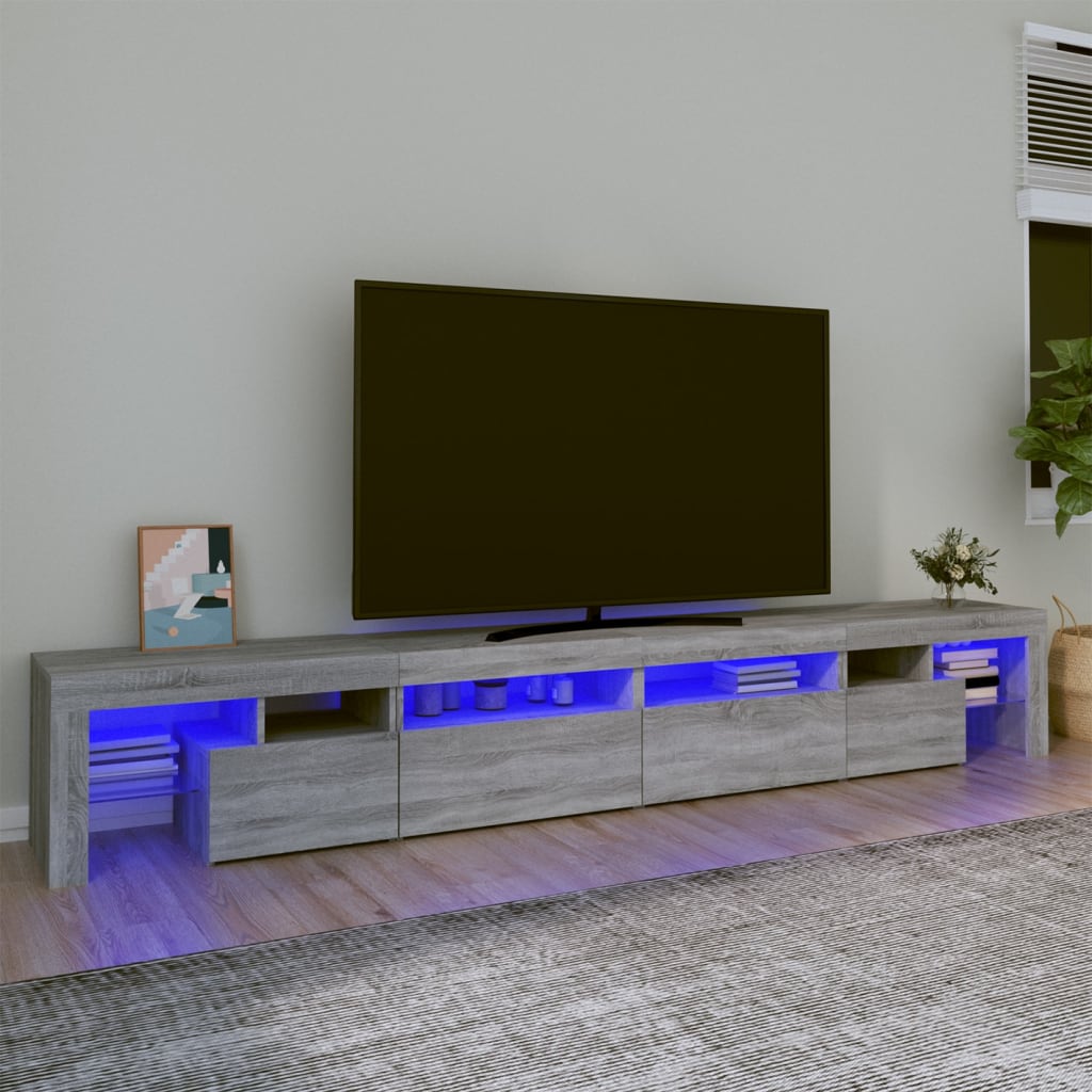 Meuble TV avec lumières LED Sonoma gris 280×36,5×40 cm | meublestv.fr 2