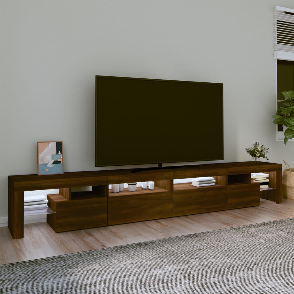 Meuble TV avec lumières LED Chêne marron 280×36,5×40 cm | meublestv.fr 4