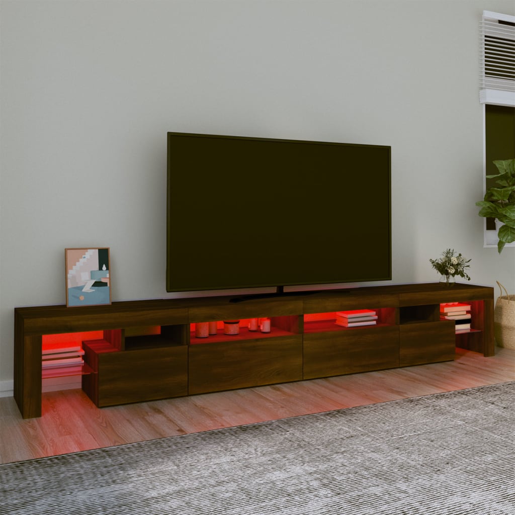 Meuble TV avec lumières LED Chêne marron 280×36,5×40 cm | meublestv.fr 6