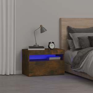 Noční stolek s LED osvětlením kouřový dub 60 x 35 x 40 cm - obrázek 1