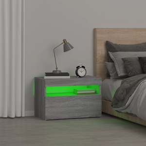 Noční stolek s LED osvětlením šedý sonoma 60 x 35 x 40 cm - obrázek 5
