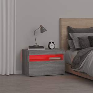 Noční stolek s LED osvětlením šedý sonoma 60 x 35 x 40 cm - obrázek 6