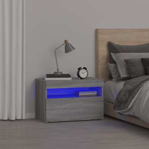 Noční stolek s LED osvětlením šedý sonoma 60 x 35 x 40 cm - obrázek 1