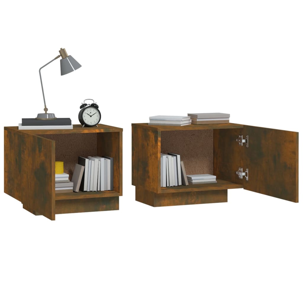 vidaXL Nachtkastje 100x35x40 cm bewerkt hout gerookt eikenkleurig afbeelding