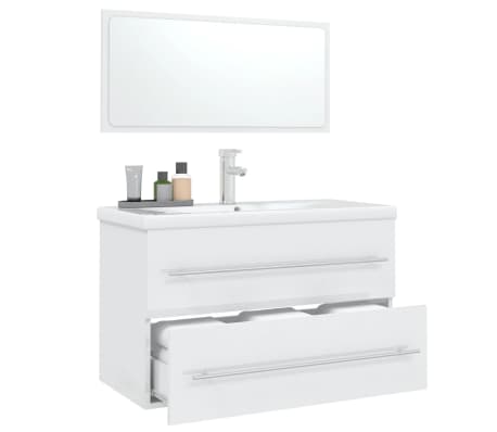 vidaXL Kopalni&scaron;ko pohi&scaron;tvo 3 kosi visok sijaj bele barve