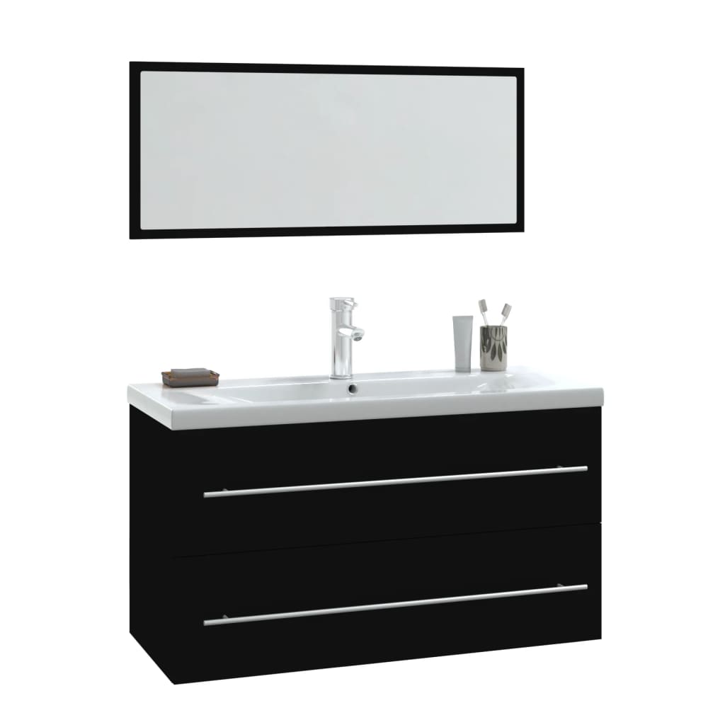 

vidaXL 3 Piece Bathroom Furniture Set Black