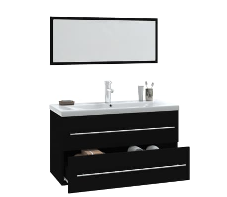 vidaXL Vonios kambario baldų komplektas, 3 dalių, juodos spalvos