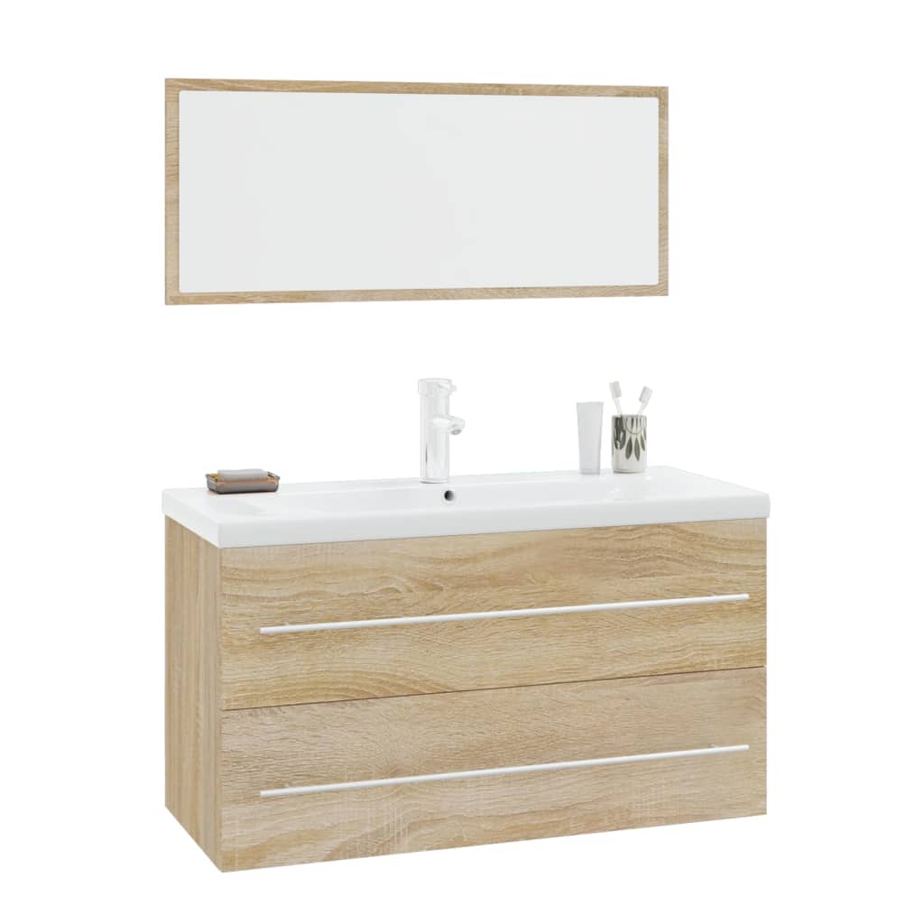 

vidaXL 3 Piece Bathroom Furniture Set Sonoma Oak