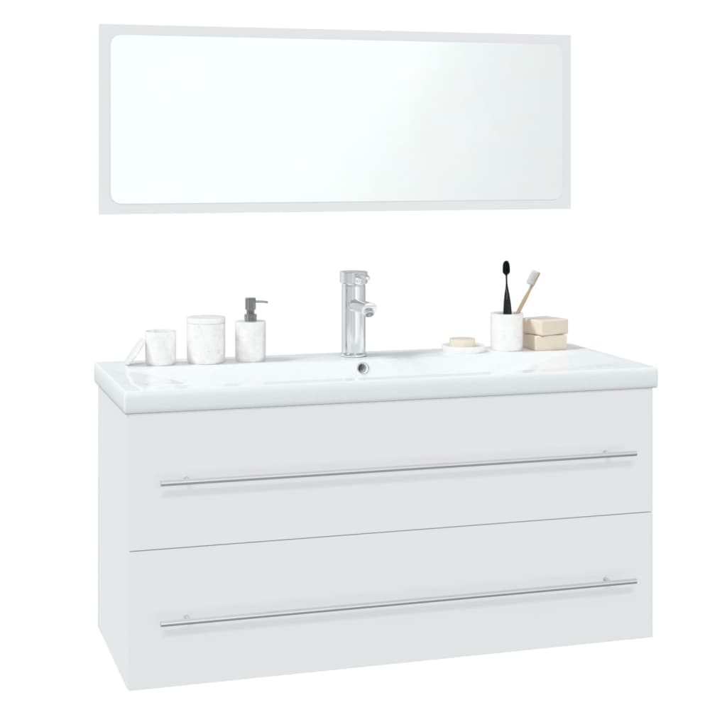 

vidaXL Bathroom Furniture Set White Engineered Wood