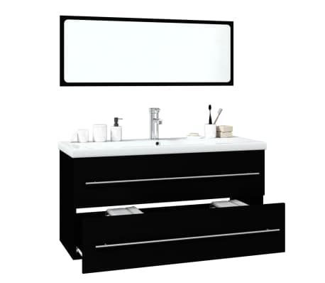 vidaXL Bathroom Furniture Set Black Engineered Wood