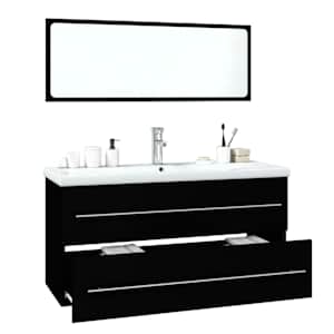 vidaXL Bathroom Furniture Set Black Engineered Wood