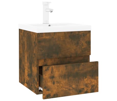 vidaXL Mueble de baño con lavabo madera contrachapada roble ahumado