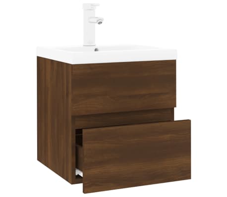 vidaXL Sink Cabinet with Built-in Basin Brown Oak Engineered Wood