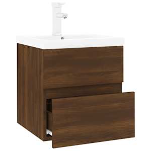 vidaXL Sink Cabinet with Built-in Basin Brown Oak Engineered Wood