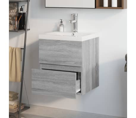 vidaXL Sink Cabinet with Built-in Basin Grey Sonoma Engineered Wood