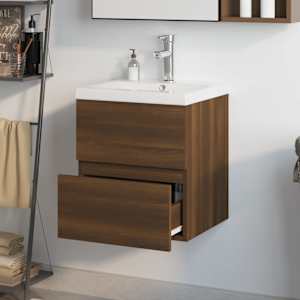 vidaXL Sink Cabinet with Built-in Basin Brown Oak Engineered Wood