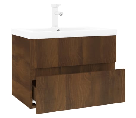 vidaXL Sink Cabinet with Built-in Basin Brown Oak Engineered Wood