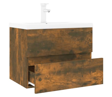 vidaXL Sink Cabinet with Built-in Basin Smoked Oak Engineered Wood