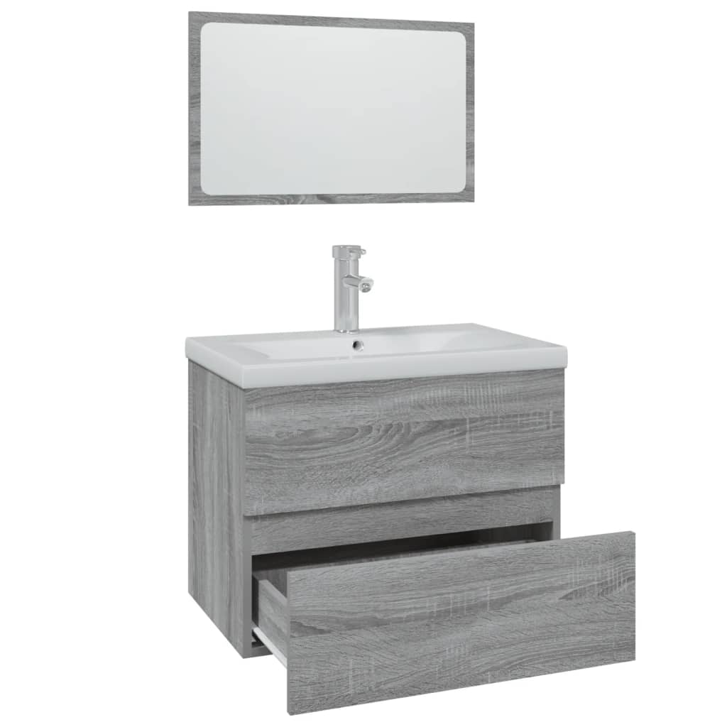 vidaXL Set di Mobili da Bagno Grigio Sonoma in Legno Multistrato