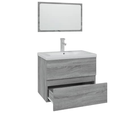 vidaXL Bathroom Furniture Set Grey Sonoma Engineered Wood