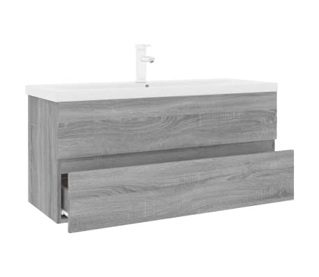 vidaXL Waschbeckenschrank mit Einbaubecken Grau Sonoma Holzwerkstoff