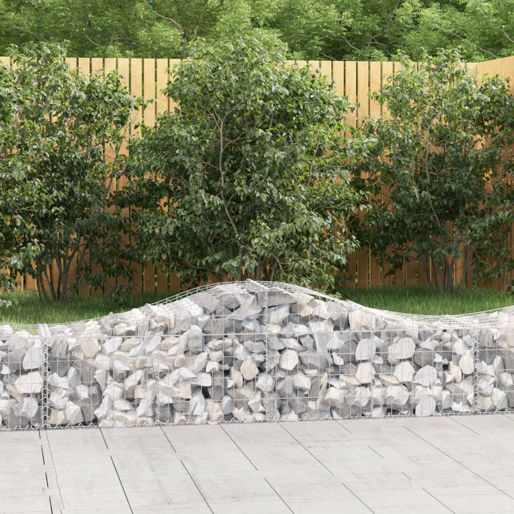 vida XL Gabione mit Hochbogen 200x 50x 40/60 cm Verzinktes Eisen