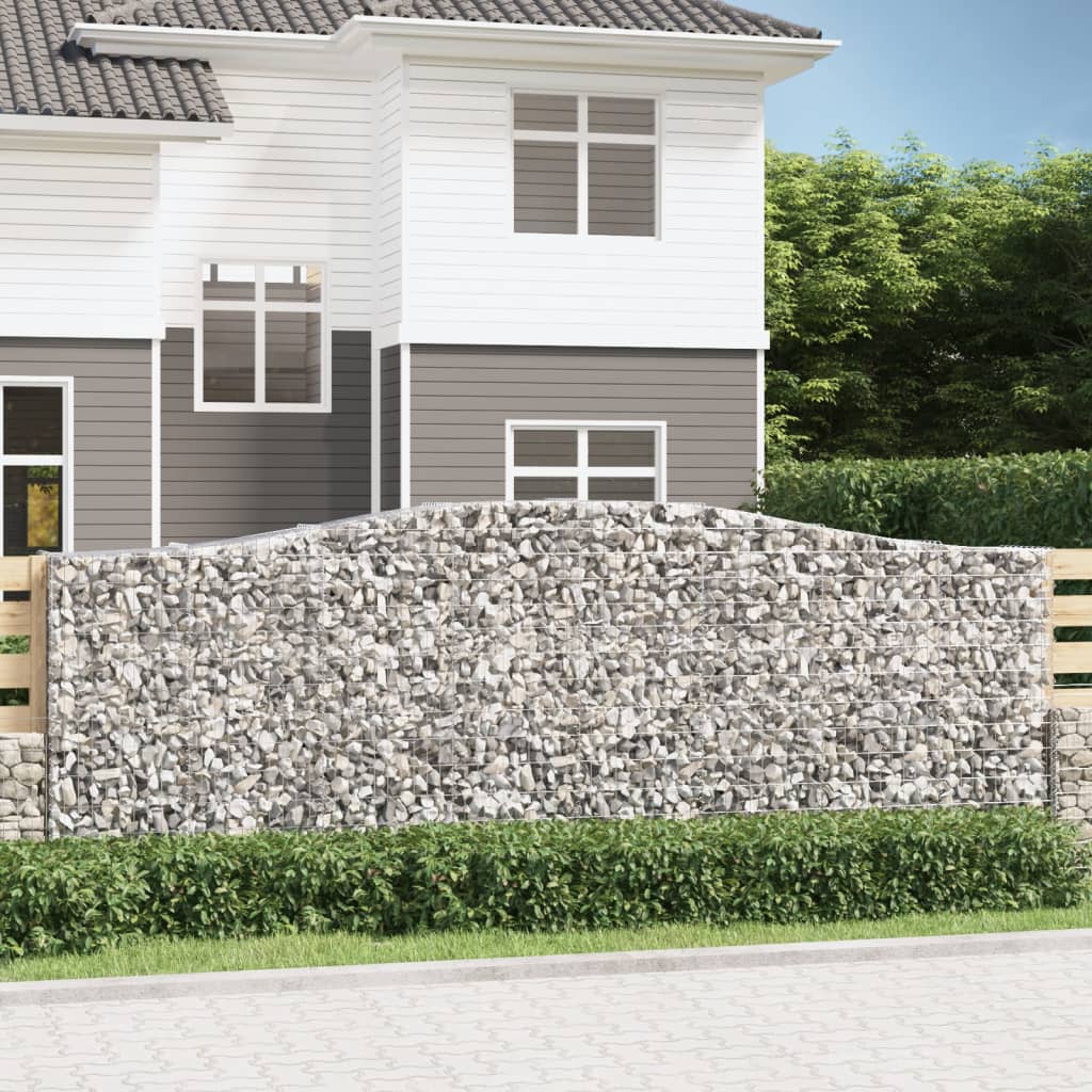 vida XL Gabione mit Hochbogen 400x 50x 140/160 cm Verzinktes Eisen