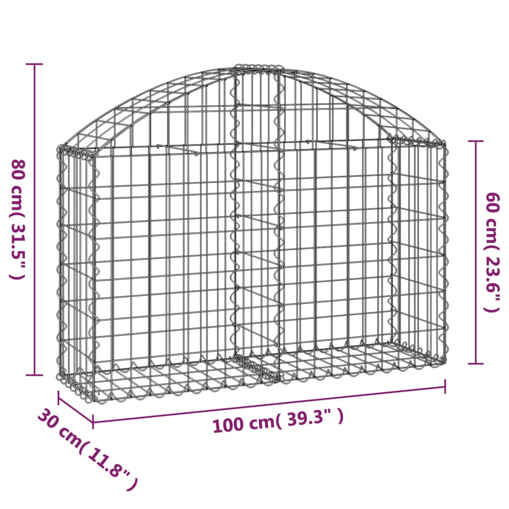 íves horganyzott vas gabion kosár 100x30x60/80 cm