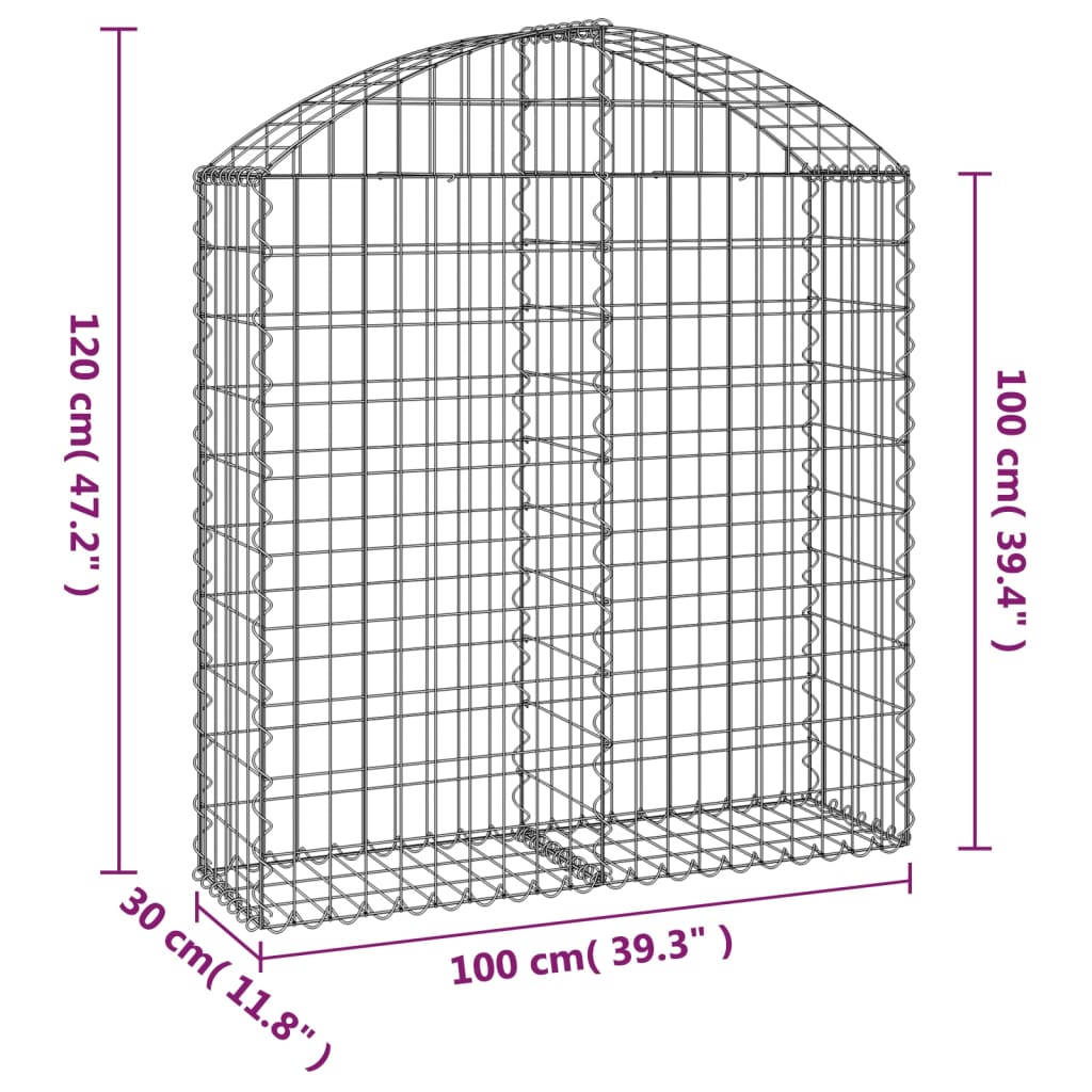 Arched Gabion Basket - Galvanized Steel Cage Wire Stone Wall Planter vidaXL - Picture 30 of 132