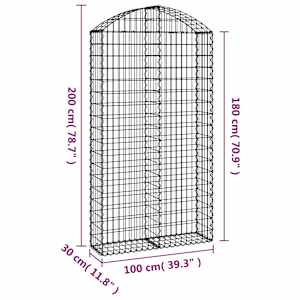Klenutý gabionový koš 100 x 30 x 180/200 cm pozinkované železo - obrázek 5