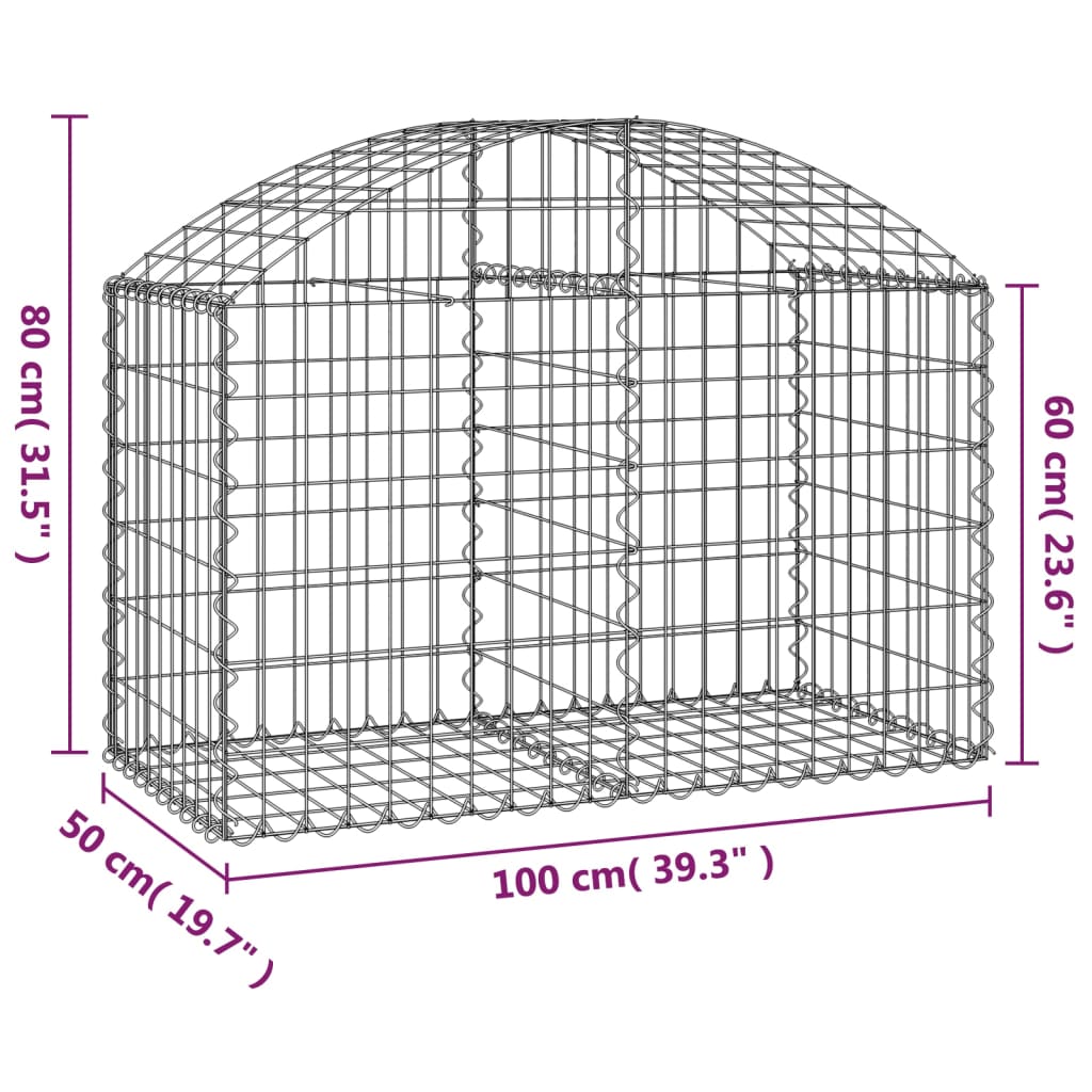 Arched Gabion Basket - Galvanized Steel Cage Wire Stone Wall Planter vidaXL - Picture 45 of 132
