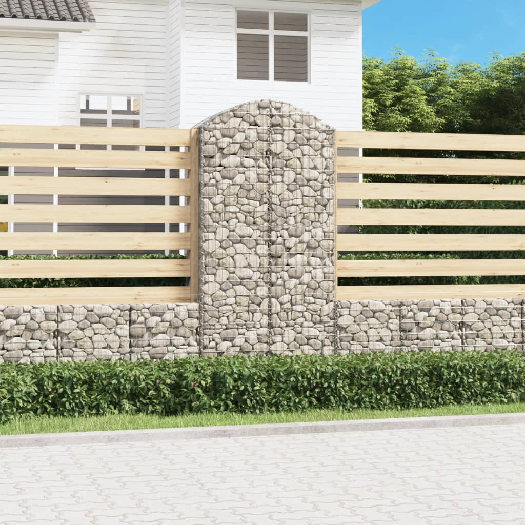 vida XL Gabione mit Hochbogen 100x 50x 200/220 cm Verzinktes Eisen
