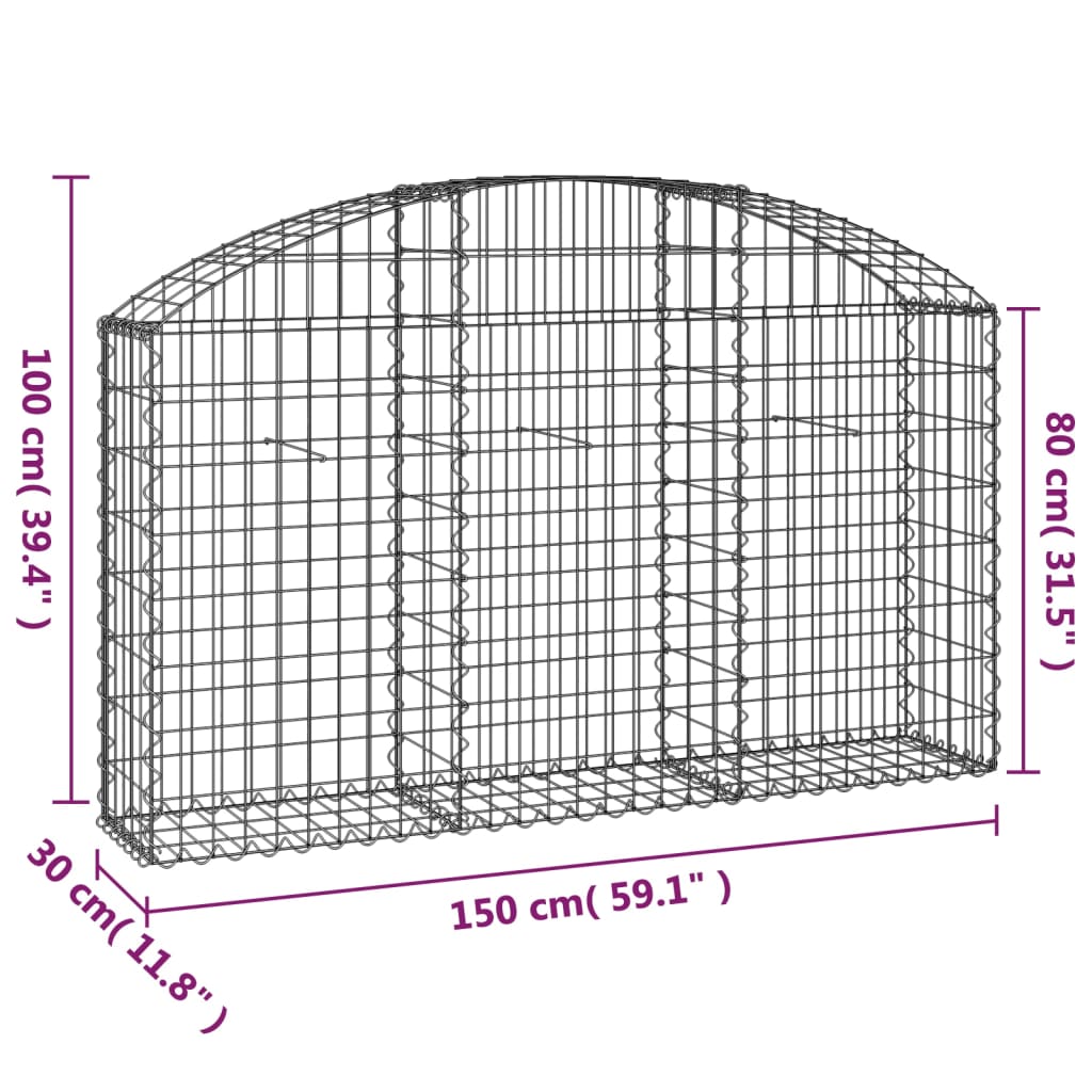 Arched Gabion Basket - Galvanized Steel Cage Wire Stone Wall Planter vidaXL - Picture 75 of 132