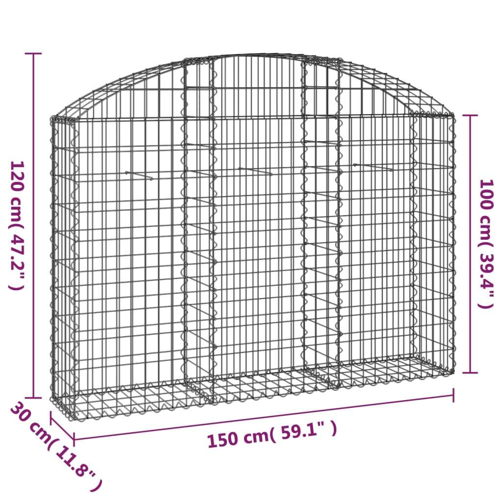 Arched Gabion Basket - Galvanized Steel Cage Wire Stone Wall Planter vidaXL - Picture 80 of 132