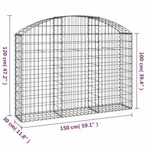 Klenutý gabionový koš 150 x 30 x 100/120 cm pozinkované železo - obrázek 5