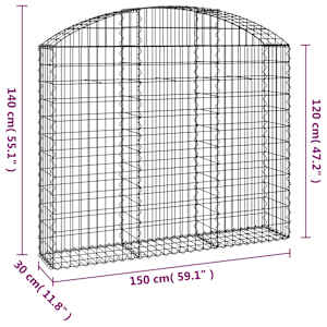 Klenutý gabionový koš 150 x 30 x 120/140 cm pozinkované železo - obrázek 5
