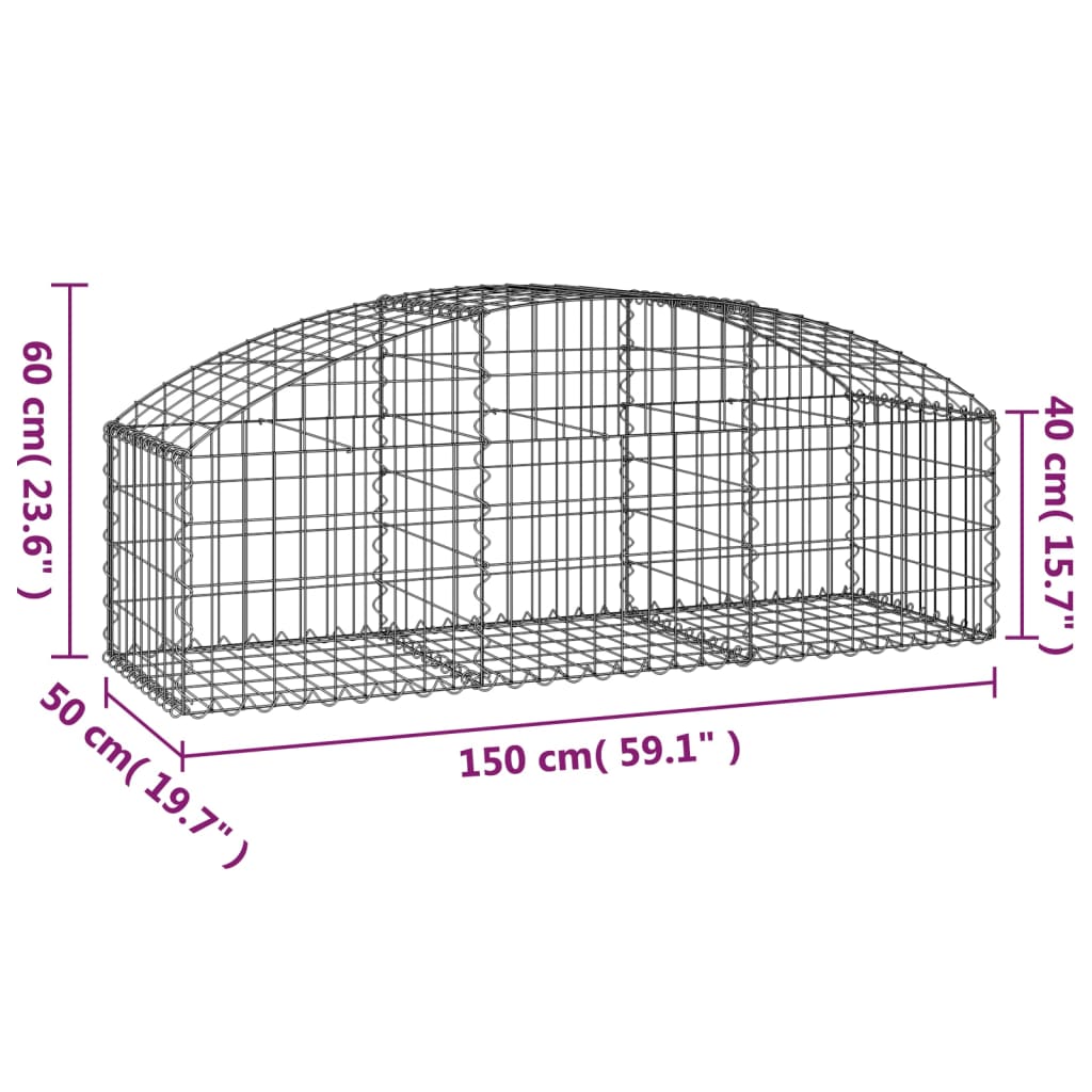 Arched Gabion Basket - Galvanized Steel Cage Wire Stone Wall Planter vidaXL - Picture 85 of 132