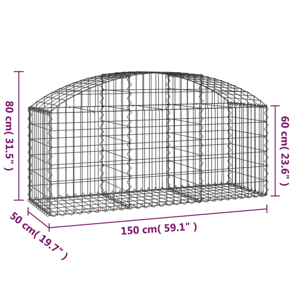 Arched Gabion Basket - Galvanized Steel Cage Wire Stone Wall Planter vidaXL - Picture 90 of 132