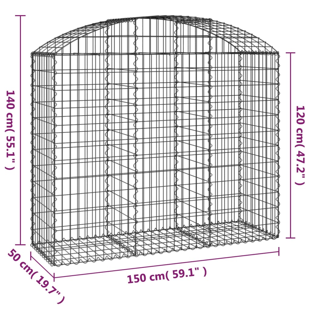 Arched Gabion Basket - Galvanized Steel Cage Wire Stone Wall Planter vidaXL - Picture 105 of 132