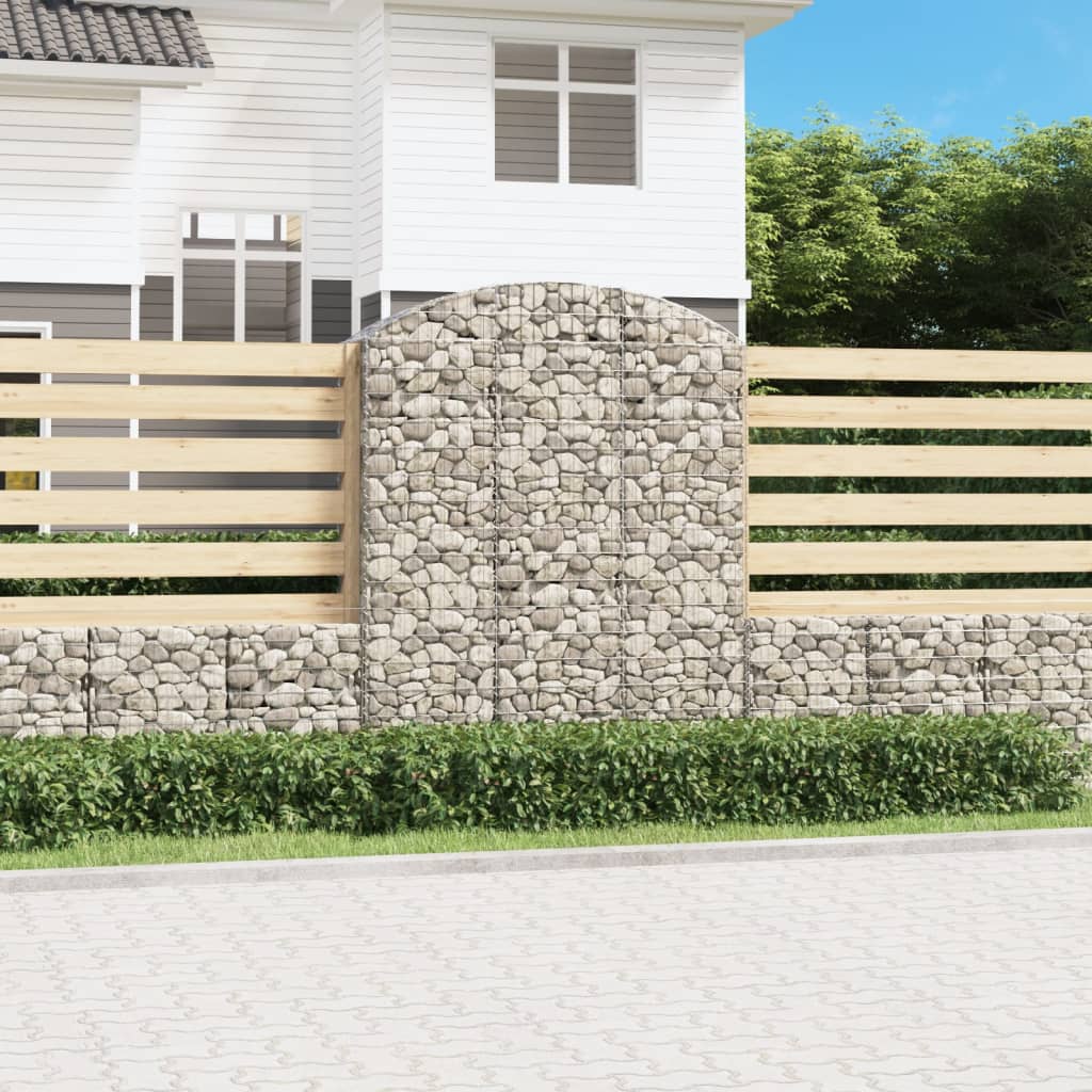 vida XL Gabione mit Hochbogen 150x 50x 180/200 cm Verzinktes Eisen