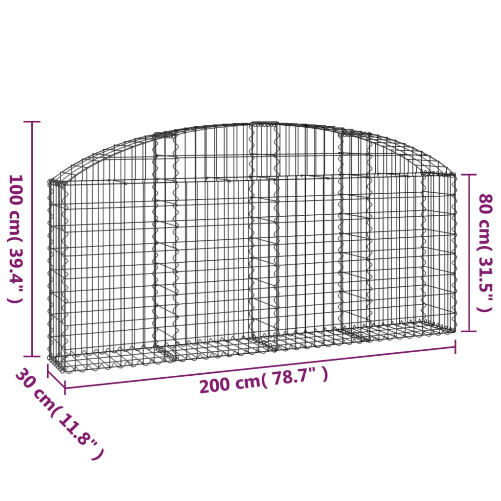 Arched Gabion Basket - Galvanized Steel Cage Wire Stone Wall Planter vidaXL - Picture 110 of 132