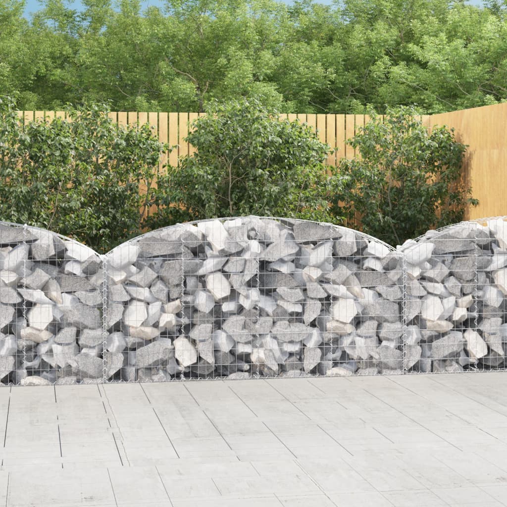 vida XL Gabione mit Hochbogen 200x 30x 80/100 cm Verzinktes Eisen