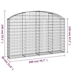 Klenutý gabionový koš 200 x 30 x 120/140 cm pozinkované železo - obrázek 5