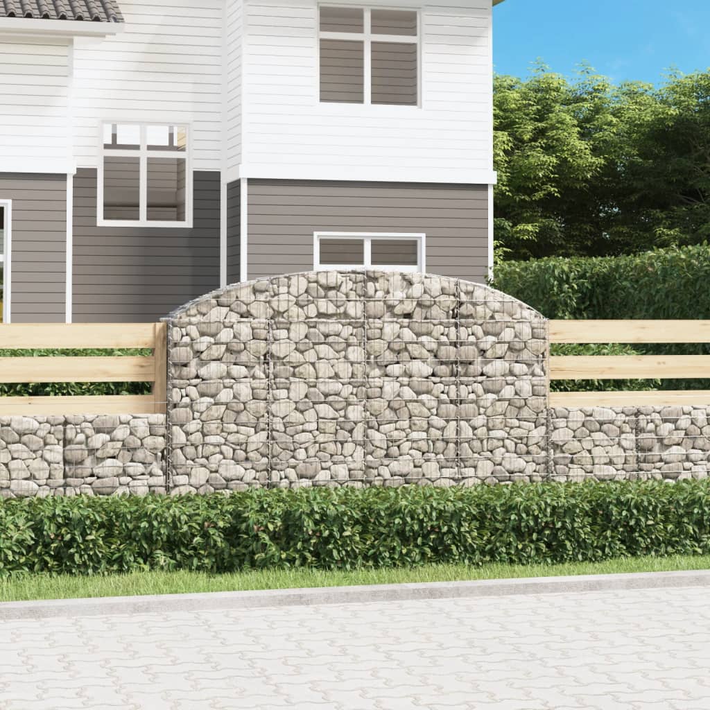 vida XL Gabione mit Hochbogen 200x 30x 120/140 cm Verzinktes Eisen