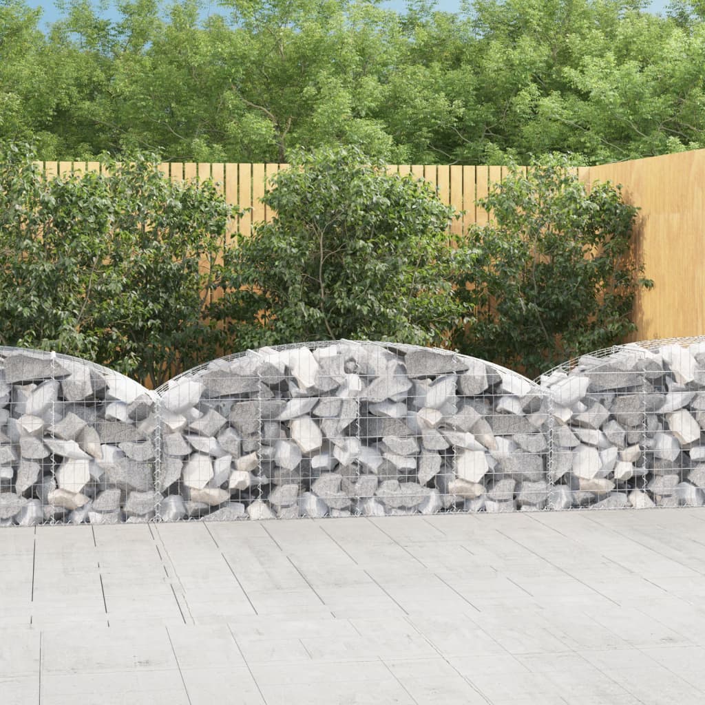 vida XL Gabione mit Hochbogen 200x 50x 60/80 cm Verzinktes Eisen