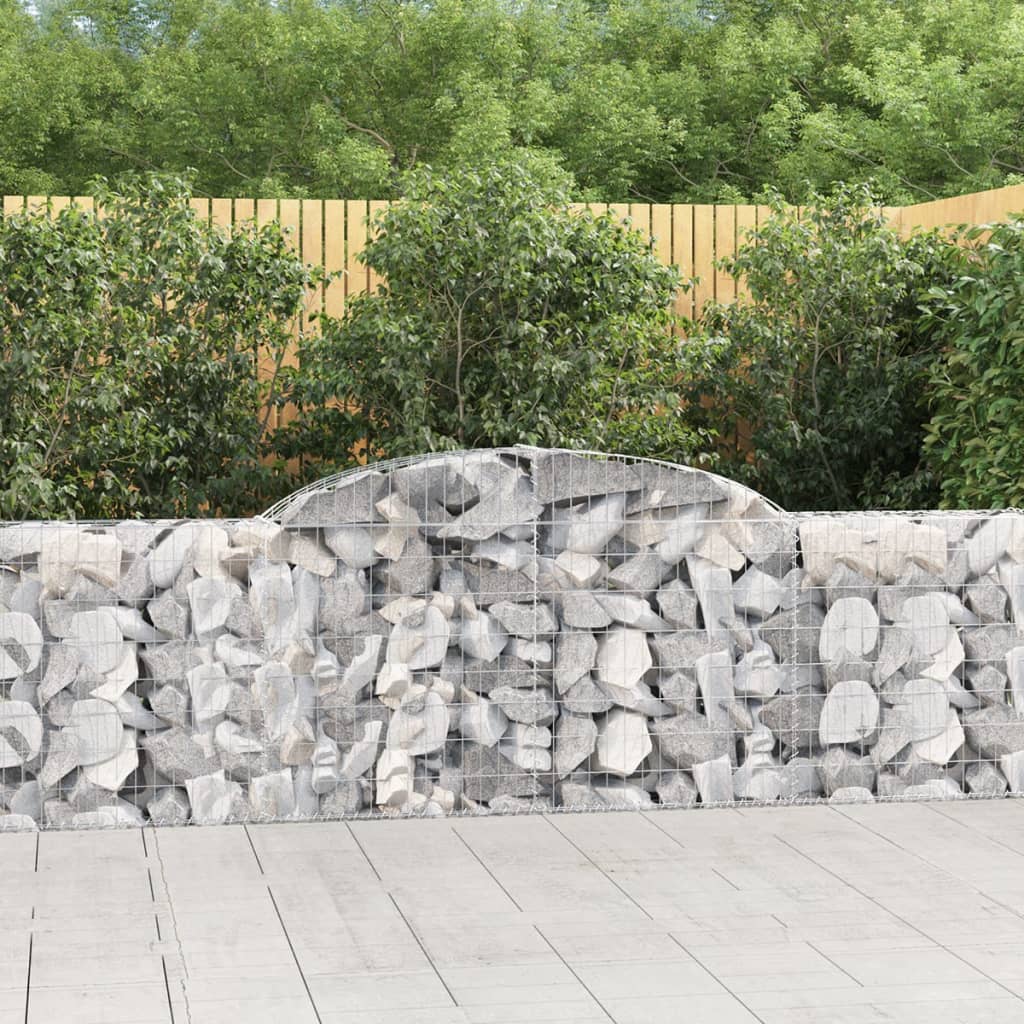 vida XL Gabione mit Hochbogen 300x 30x 80/100 cm Verzinktes Eisen