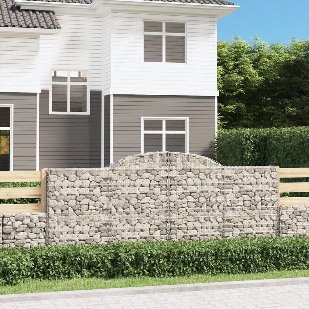 vidaXL Coș gabion arcuit, 300x30x120/140 cm fier galvanizat