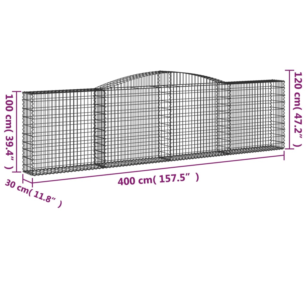 Coș gabion arcuit 400x30x100/120 cm fier galvanizat