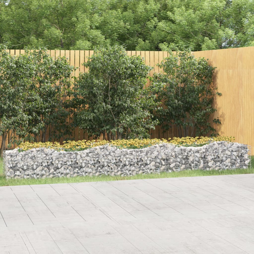 vidaXL Strat înălțat cu gabion arcuit, 400x50x50 cm, fier galvanizat